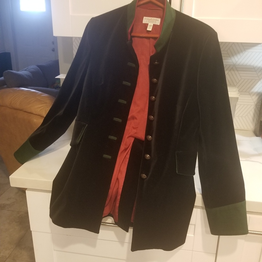 Vintage microvelvet long jacket small